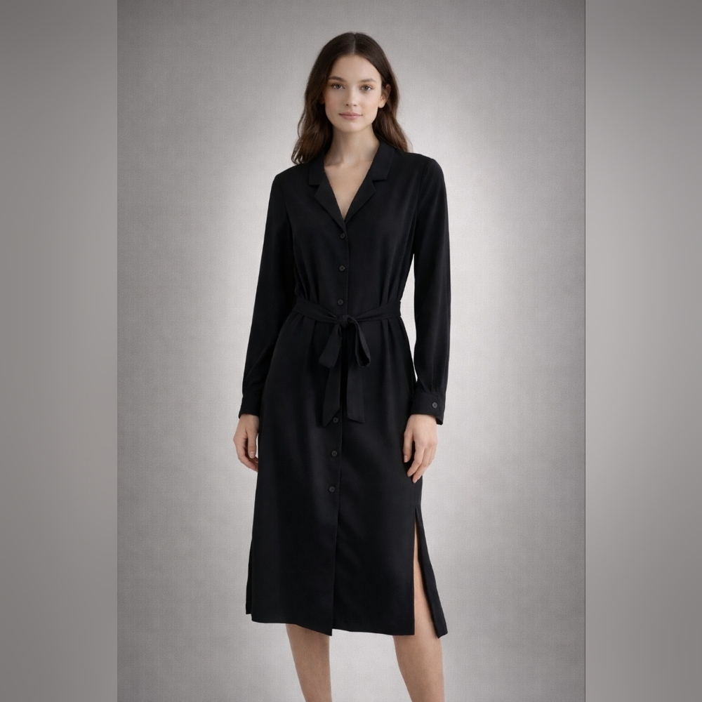 Elegant Black Button-Up Dress